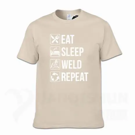 Забавная футболка для сварщика Eat Sleep Weld Repeat, Модная хлопковая Футболка 16 цветов, уличная футболка, топы с короткими рукавами