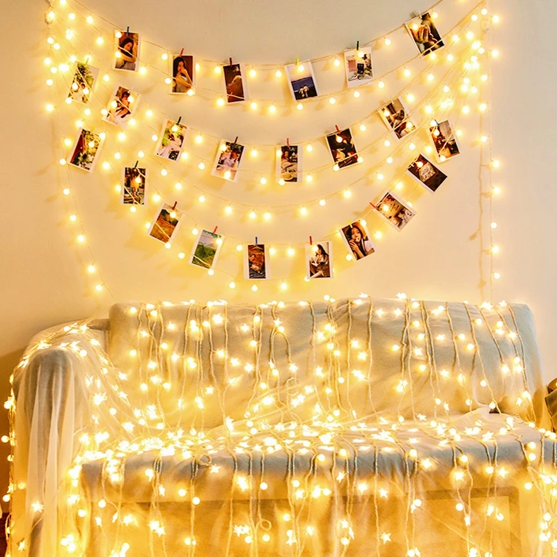 

Garland 1.5/3M LED Fairy Light String Ball Star Photo Clip String Lights Xmas Lights Indoor Wedding Party Gift Decoration Light