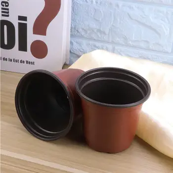 

50PCS Plastic Flowerpot Creative Breathable Flower Pot Succulents Flower Pot Basin Pot - Diameter 100mm (Brown)