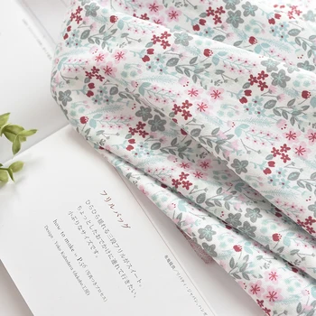 

130x50cm twill cotton hand-painted flower branch fabric clothes skirt children's shirt pajamas handmade cloth 200g/m