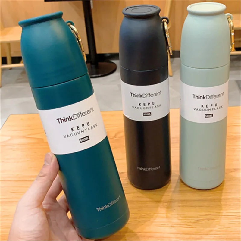 cheap Bpa free 500ml Classic 304 Stainless steel Vacuum Flasks Double Layer Insulated Portable Lid Thermos Cup Thermal Water Bottle