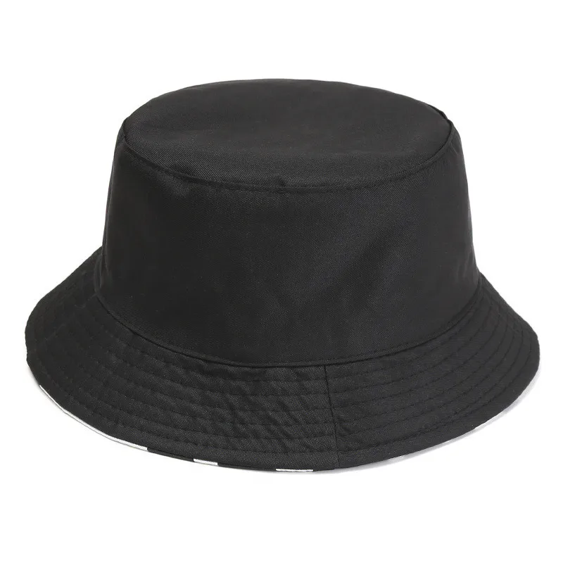 Women black white cow Fisherman Cap Alien Foldable Bucket Hat Beach Sun Party Street Headwear Panama Hat Harajuku