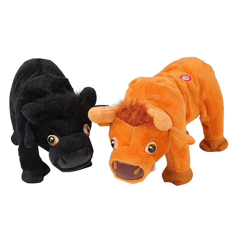 AliExpress, стиль, бразильский бык, электрические плюшевые игрушки, ходьба, маленький Ослик, ходьба, корова, пробор, запись
