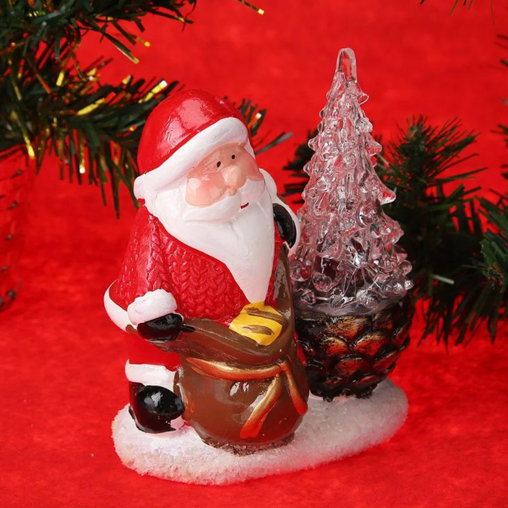 

Ceramic Portable Tree Decorative Colorful Painted Christmas Santa Claus Home Desk Light Gift Ornament Stand Party