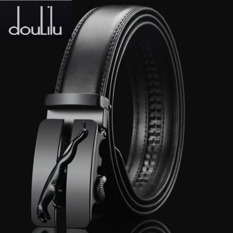 

Luxury Black Jaguar Metal Automatic Buckle Waist Belt Designer Belts Men's High Quality Cow Genuine Leather Kemer for Jeans