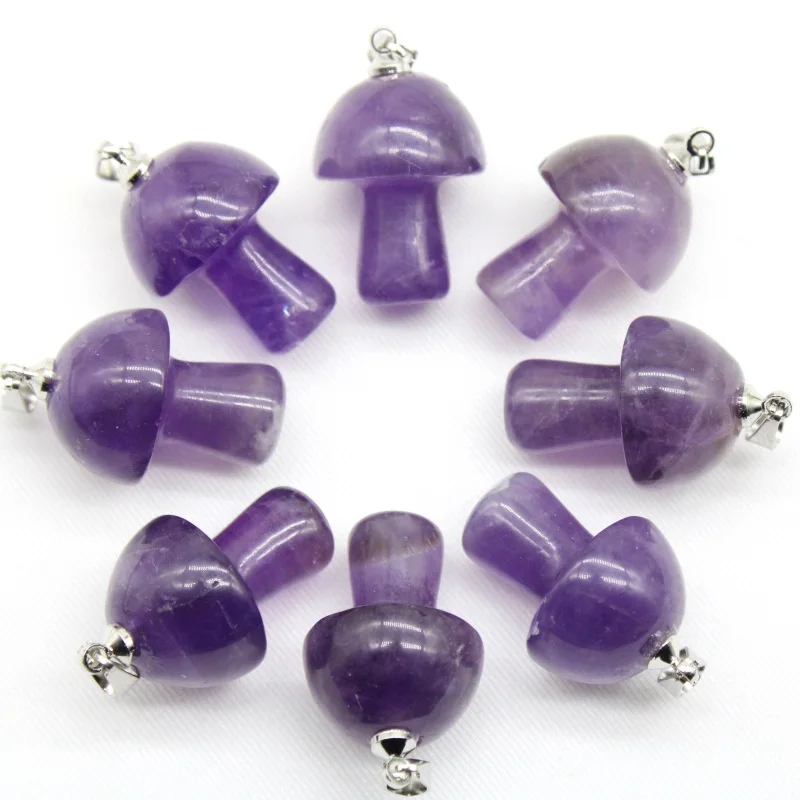 Wholesale 15pcs Mix Natural Stone Quartz Crystal Amethyst Agates Aventurine Mushroom Pendant for DIY Jewelry Making Accessories | Украшения