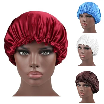 

Satin Hair Cap Bonnet Night Sleeping Women Shower Cap Anti-wet Beach Confinement Hat @ME88
