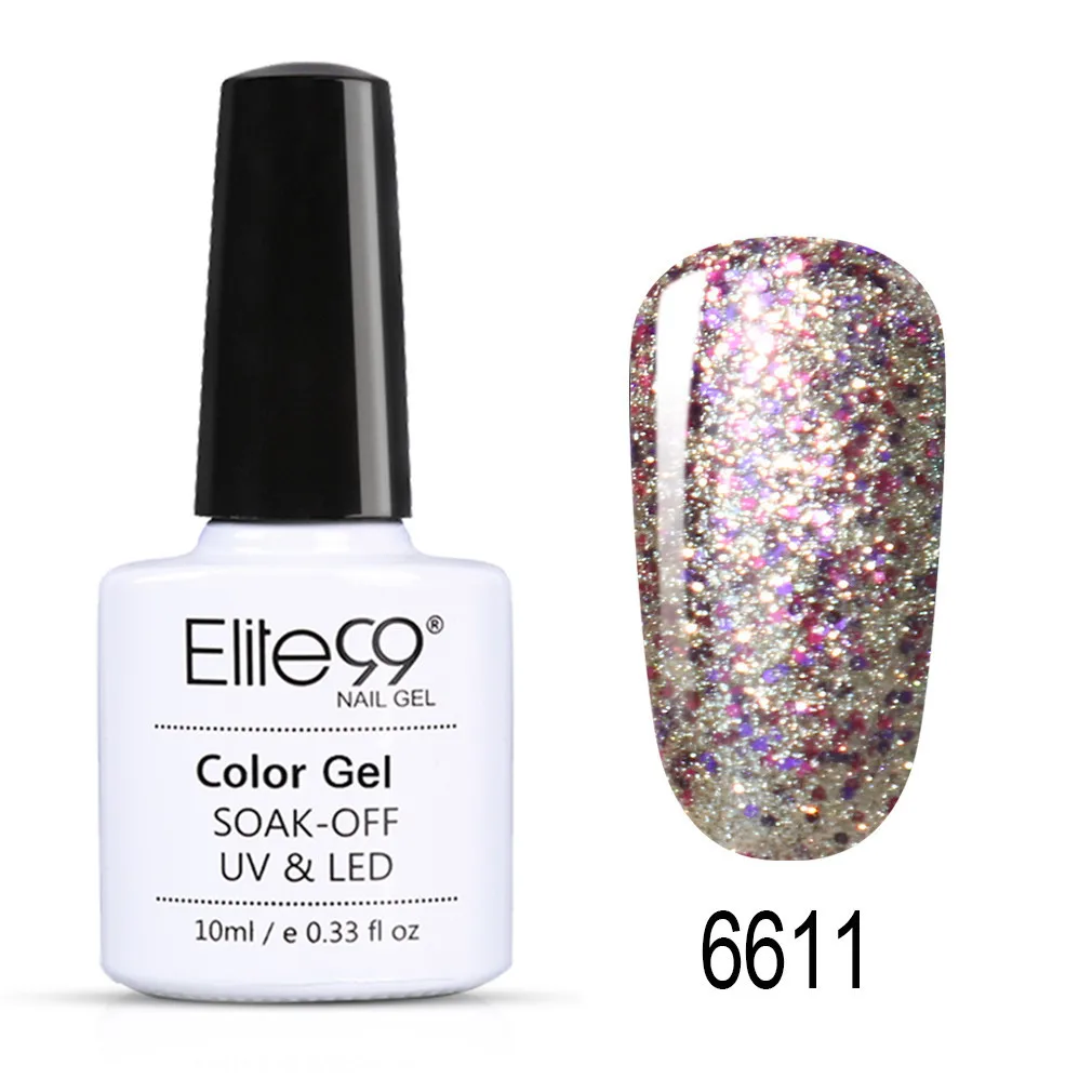 Elite99 10 мл звездный блеск УФ-гель для ногтей супер Сияющий УФ Гель-лак для ногтей Полупостоянный Гибридный гвоздь Эмаль Гель-лак - Цвет: 6611