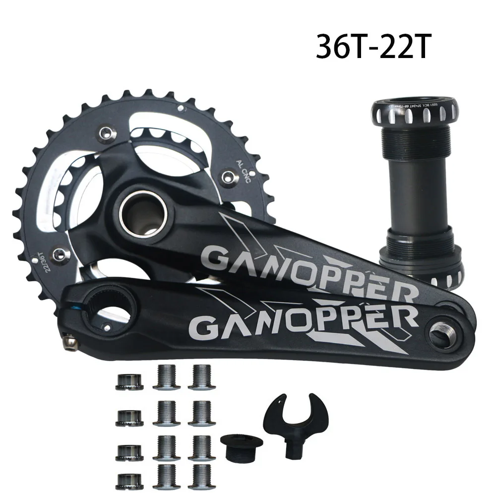 Цельнокроеный MTB интегрированный набор Шатунов 9S 10 11S 175 с 32 T/34 T/36 T 38T 40T 42T круглая Звездочка 104BCD - Цвет: 22T 36T black crank