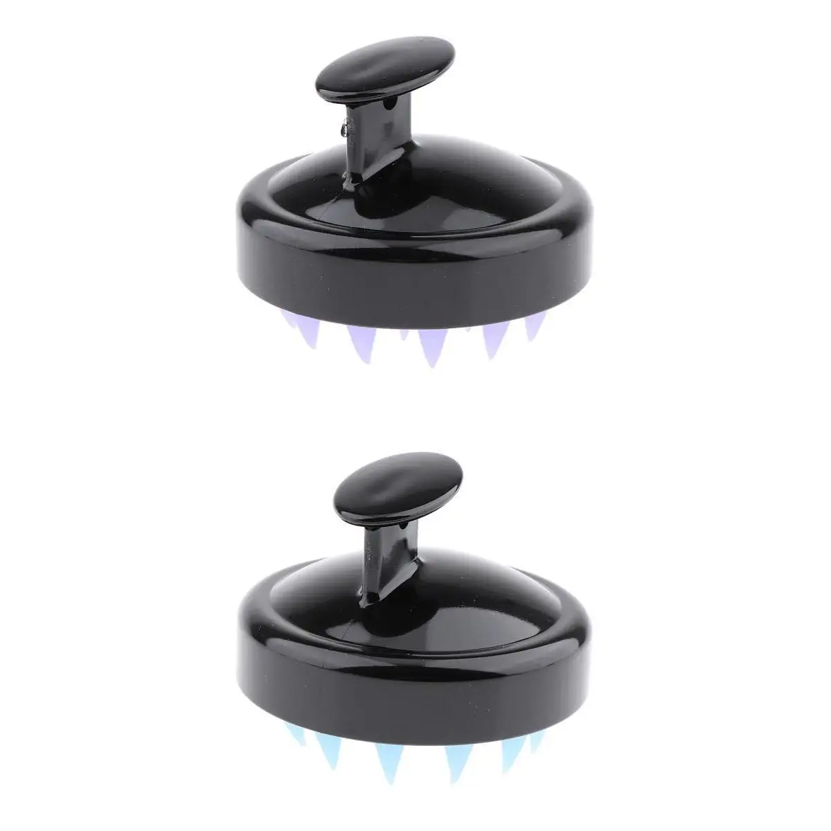 2pcs Black Purple/Blue Teeth Silicone Shower Shampoo Body Wash Dandruff Brush Hair Scalp Massager 8x8x7cm