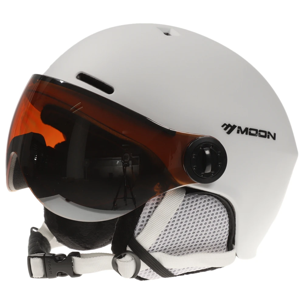 Мужской и женский лыжный шлем для сноуборда PC+ EPS с наушниками, защитные очки, лыжный шлем, профессиональный лыжный Снежный спортивный шлем для сноуборда - Цвет: Белый