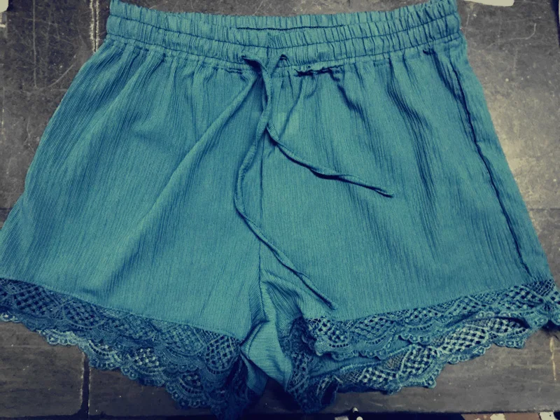 Summer fashion solid color lace with shorts casual girl