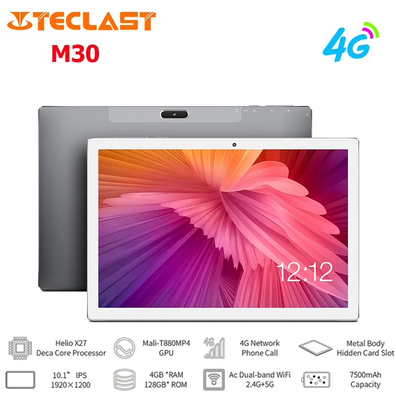 Teclast M30 10,1 ''4G фаблет ips 1920*1200 экран Android 8,0 MT6797X(Helio X27) декорация телефонных звонков планшет 64 Гб/128 ГБ 5Мп камера
