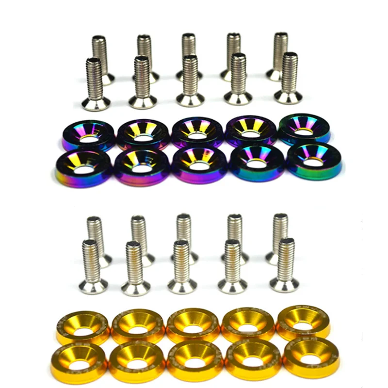 JDM Car Modified M6 Hex Fasteners Fender Washer Bumper Engine Concave Screws License Plate Bolts Car Styling 10 PCS auto fasteners auto accessories car screws