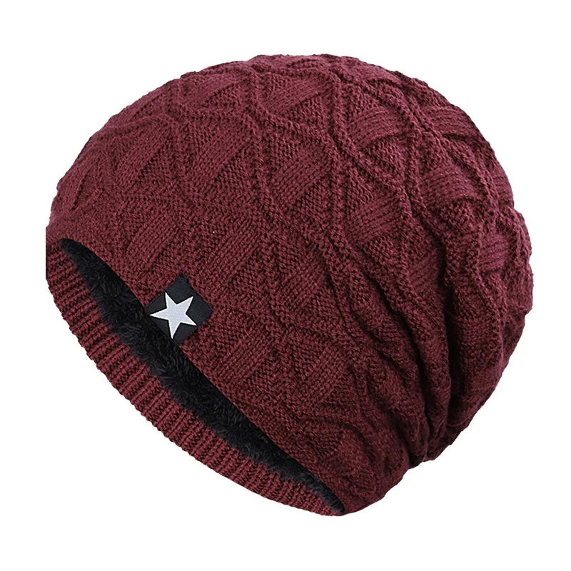 Men Women Winter Slouchy Beanie Hat Knitted Skull Cap Comfortable Windproof Fleece Lining Hat Beanies Velvet Cap For Hiking