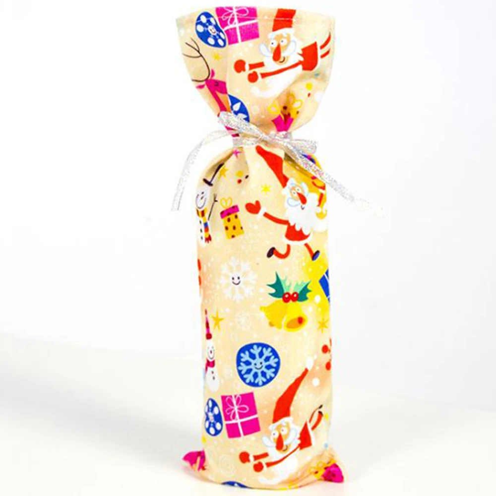 Christmas Wine Bottle Covers Bag Santa Clause Snowman Linen Champagne Bottle Covers Christmas Party Home Decor Table - Цвет: F snowman