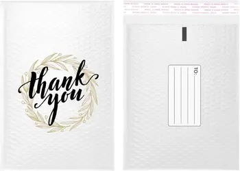

TONESPAC 190*260mm 50pcs Thank You Poly Bubble Mailer Padded Shipping Envelopes Bag Self Seal Waterproof Packaging White