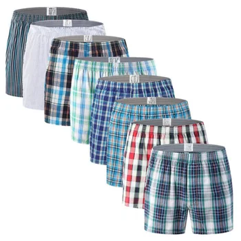

Mens Underwear Boxers Shorts Casual Cotton Sleep Underpants Quality Plaid Loose Comfortable Homewear Striped Arrow Beach Shorts