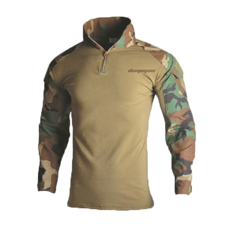 shirts woodland Тактическая Военная униформа для страйкбола армии США, камуфляжные боевые костюмы, рубашка+ штаны с налокотниками, наколенники - Цвет: shirts woodland