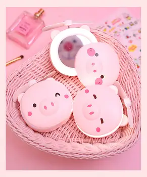 

2020 summer portable cartoon piggy LED fill light makeup mirror USB rechargeable mini handheld fan pink piggy night light