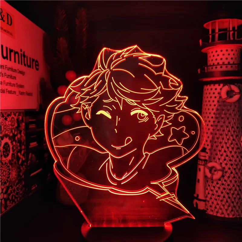 Haikyuu LED Night Light Anime Figure Lamp IWA-CHAN OIKAWA Lampara De Noche Dormitorio Bedroom Decor Kids Lampe Lighting 3D Lampe