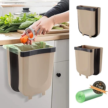 

Deze 2.4 Gallon Hanging Trash Can for Kitchen Collapsible Gargabe Can Waste Bins for Cabinet Door/Car/ Bathroom/Office/Bedroom