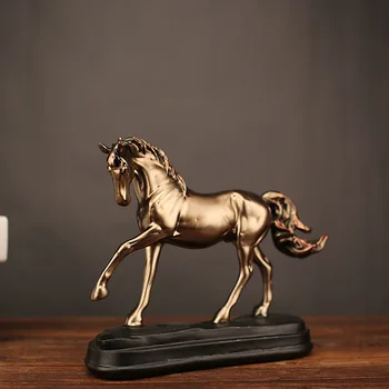 

Home Decor Resin Copper Horse Ornaments Artificial Wine Cabinet Crafts Home Decor Accessories Gifts Imitation Animal Figurine