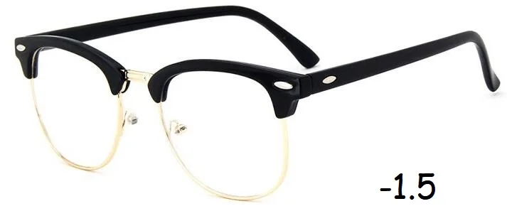 1-1,5-2-2,5-3-3,5-4-4,5 классические очки для близорукости женские мужские Оптические очки металлическая оправа для очков очки - Цвет оправы: black  -1.5