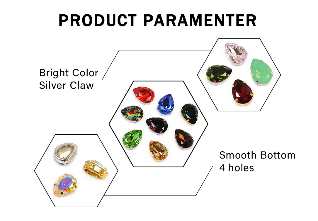 CTPA3bI стеклянные стразы с коготь Пришивные каплевидные хрустальные СТРАЗА под камень алмаз металлическая основа Пряжка DIY свадебное украшение