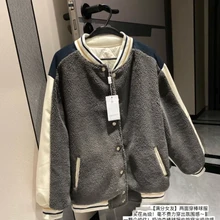 Fashionable double-sided baseball uniform, cotton jacket/fury warm sweater, unisex crocodile logo color matching jacket  winter