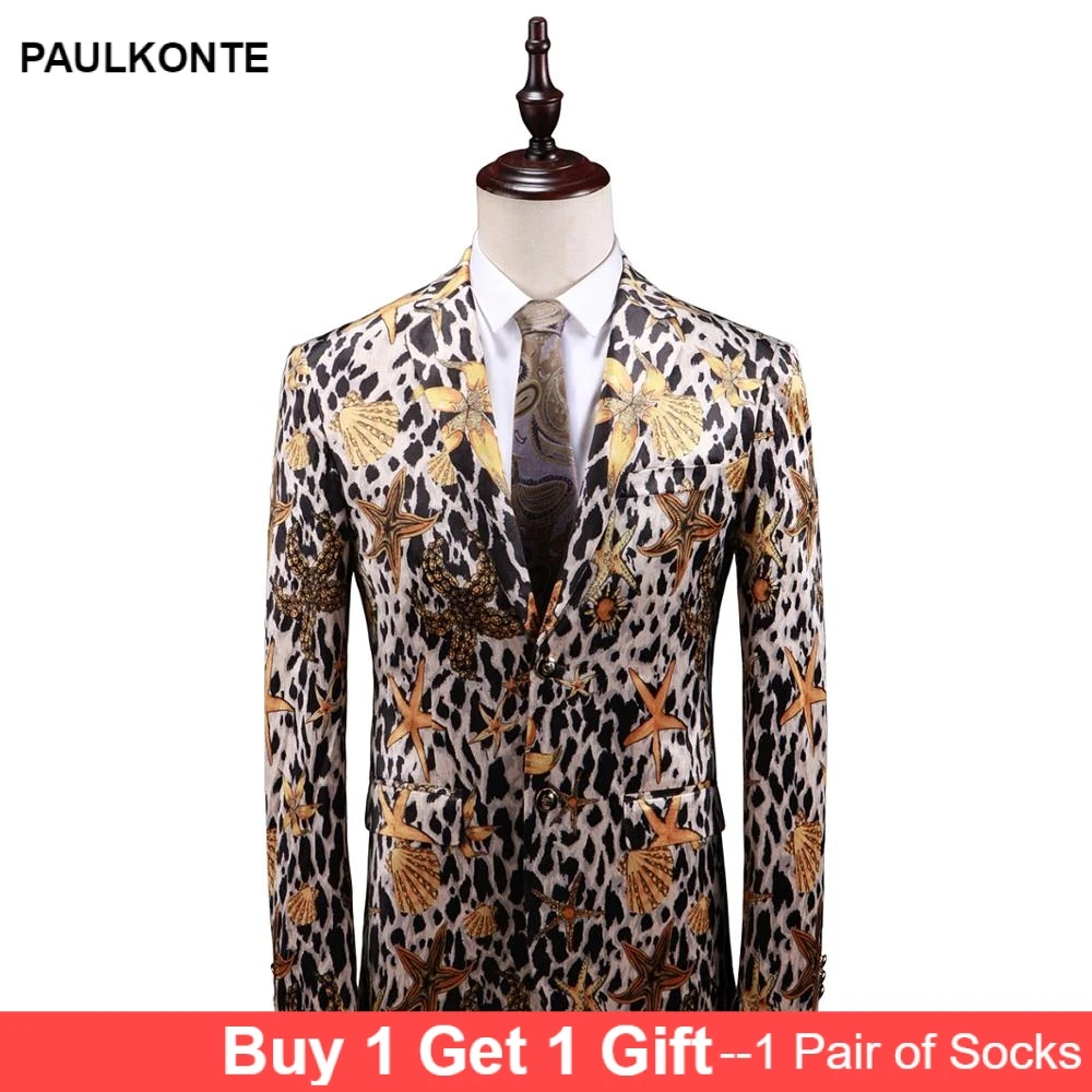 2019 Men'S Fashion Trend Print Blazer High Quality Business Casual Fashion Slim Floral Casual Dress Jacket 2019 Men'S Fashion Trend Print Blazer High Quality Business Casual Fashion Slim Floral Casual Dress Jacket
