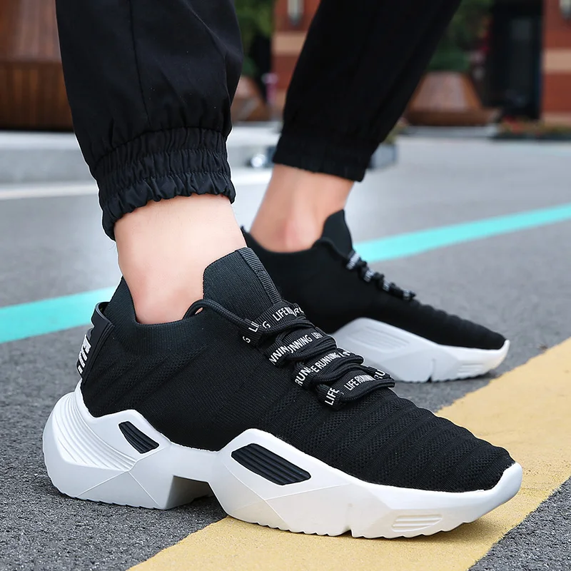 Men Sneakers Low-Top Breathable Chunky Large Size Sports Platform Slip-On Summer Anti-Slippery