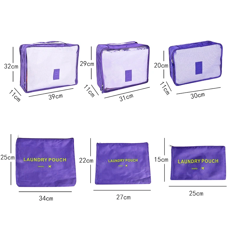 6 шт. нейлоновая Одежда Сумки для хранения переносные складные дорожный с молнией пакеты для хранения водонепроницаемый сетчатый мешочек органайзер для дома на открытом воздухе 1 комплект