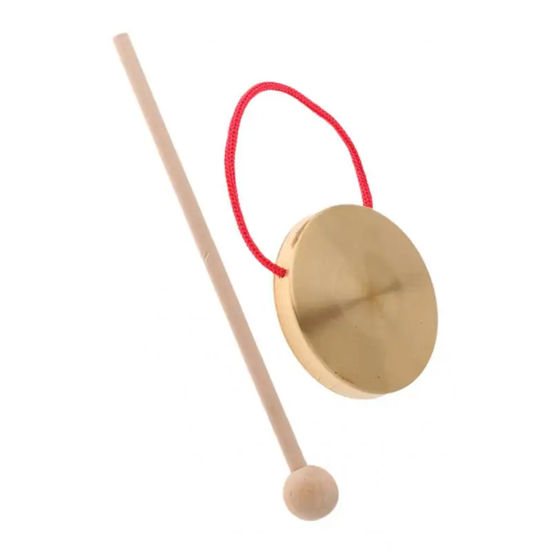 Hand Gong Traditional Chinese Metal Gong Cymbal With Mallet, Children Baby Early Music Educational Toys, 10cm