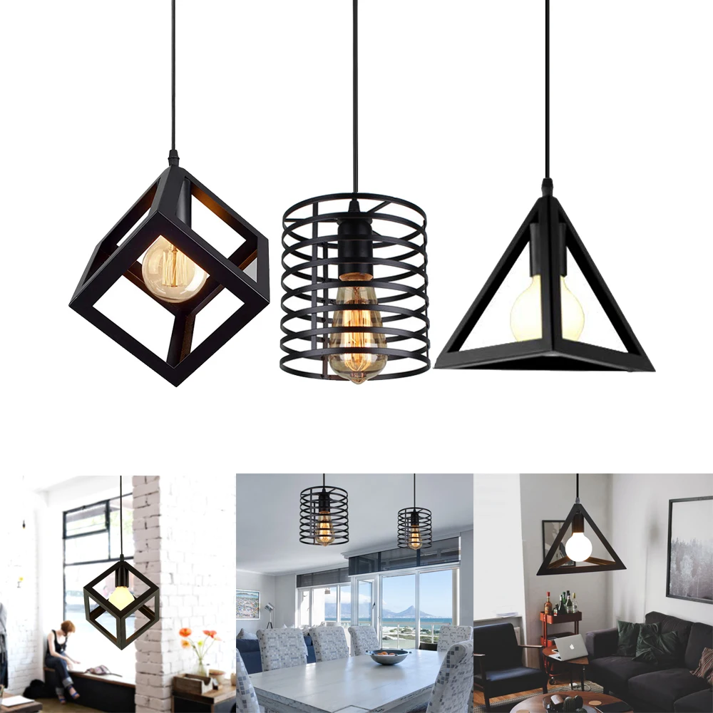 Set of 3 Modern Industrial Lights LED Metal Wire Cage Pendant Ceiling Lamp Chandelier Lighting Fixtures Vintage Hanging Light afbeelding