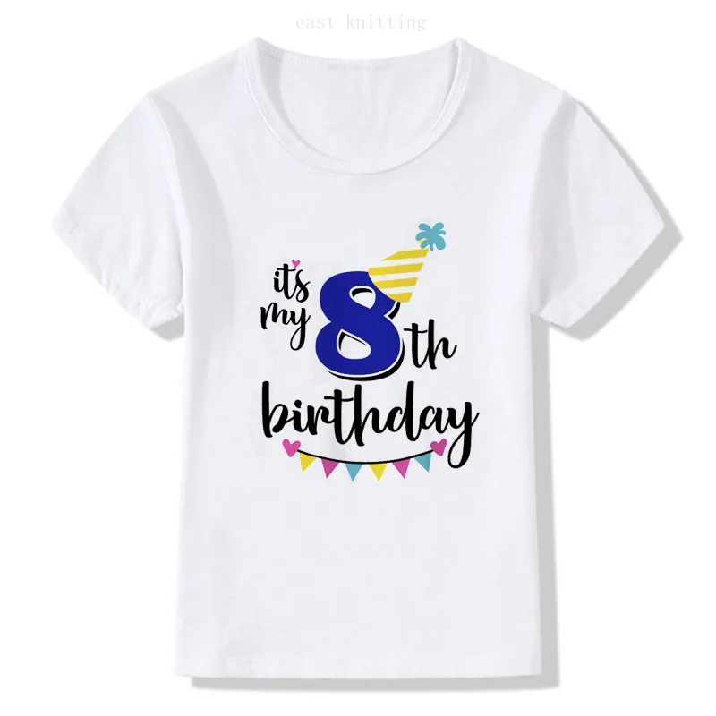 Новые детские летние футболки для дня рождения для мальчиков и девочек, футболка с короткими рукавами, Размер 1, 2, 3, 4, 5, 6, 7, 8, 9 лет, Детская праздничная одежда, футболки, топы - Цвет: CT5427