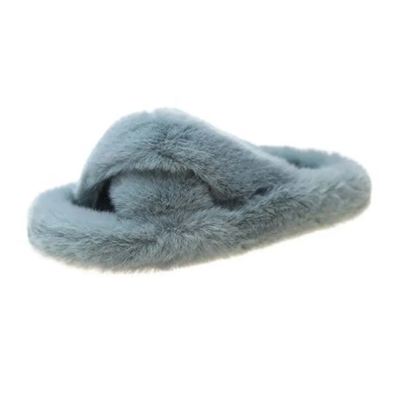 Women Slippers Winter Warm Shoes Woman Slip On Flats Slides Home Female Faux Fur Comfortable Non Slip Slippers Plus
