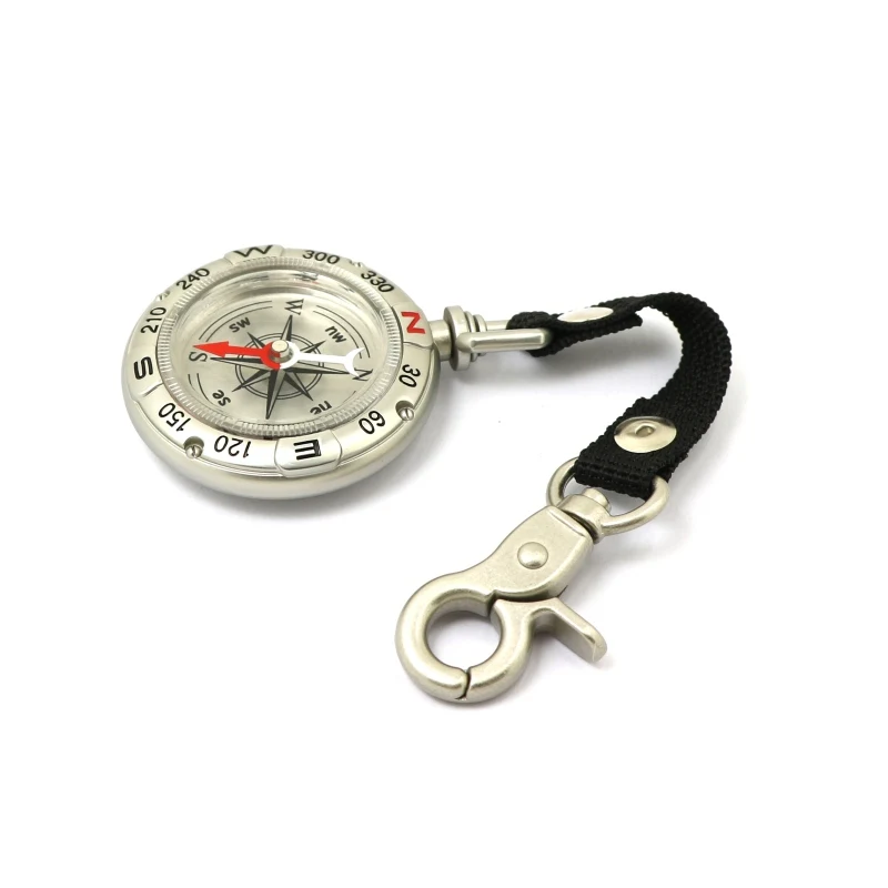Newest ArrivalPortable Key Ring Compass Outdoor Hang Buckle Compass Vintage Zinc Alloy Metal Lanyard Compass For Hiking Camping