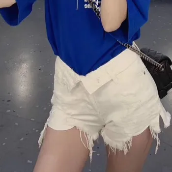 

Women Pants 2020 Spring and Summer New Hole-embroidered Denim Shorts Embroidered Letters White Shorts Women