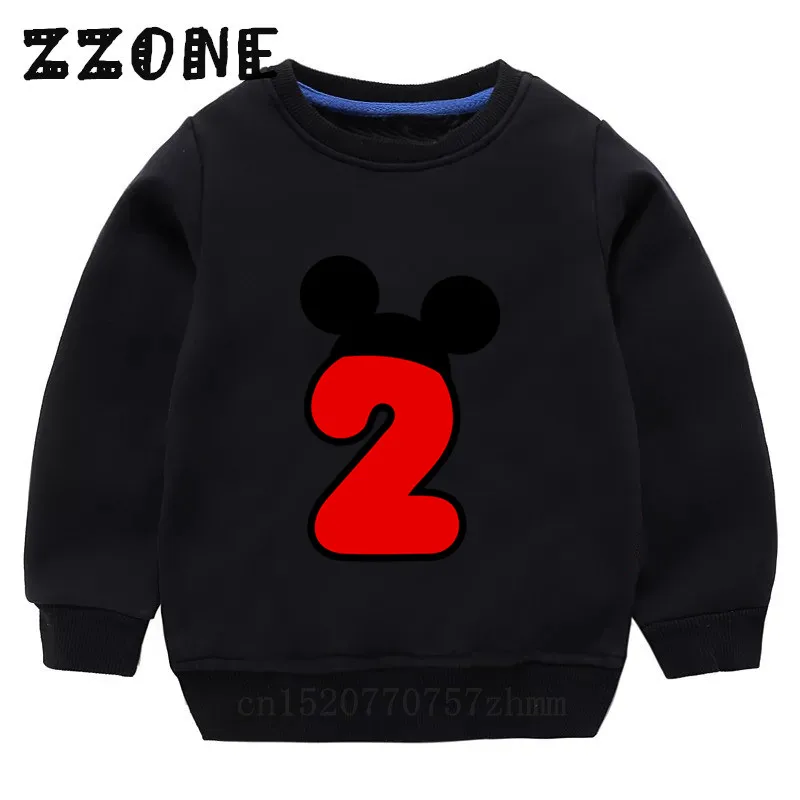 Children's Hoodies Kids Happy Birthday Number 1-4 Print Sweatshirts Baby Cotton Pullover Tops Girls Boys Autumn Clothes,KYT2416 - Цвет: 2416T-Black