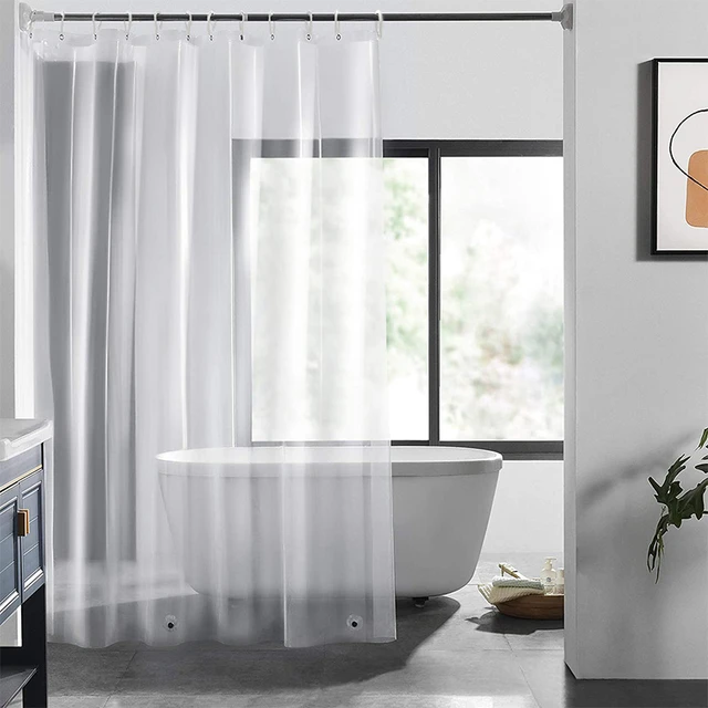 Cortina de ducha transparente impermeable para el hogar, visillo de baño de  plástico blanco, forro transparente/rosa, moho, PEVA de lujo con ganchos