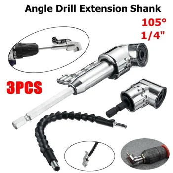 

1/4 Hex Drill Bit Shank 105° Right Angle Extension Driver w/ Flexible Shaft