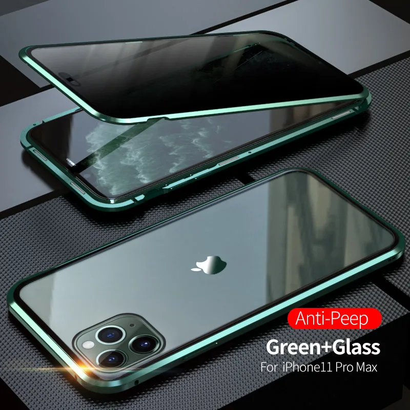 Dark Green Магнитный металлический чехол для iPhone 11 Pro Max 11 Pro 11 XS Max XR XS X 7 8 6 6S Plus защита от 360 - Цвет: Dark Green