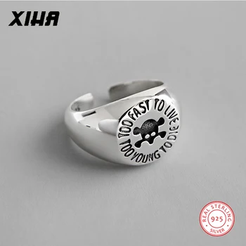 

TOO FAST TO LIVE TOO YOUNG TO DIE Black Initial Letter Rings for Women 925 Sterling Silver Ring Resizable 2019 Skull Ring