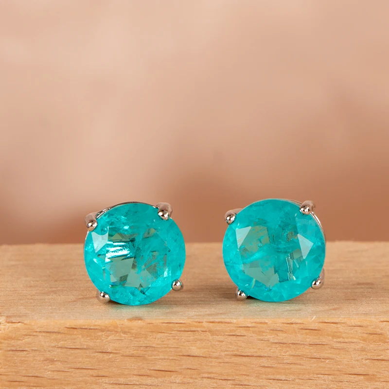 Cellacity 2022 100% 925 Sterling Silver Stub Earring With Paraiba Tourmaline Gemstone wedding party silver fine Jewelry  gift