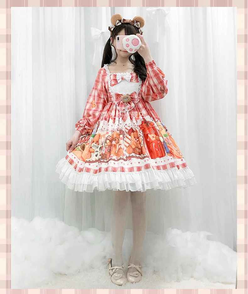 

Princess tea party sweet lolita dress vintage lace bowknot cute bear victorian dress kawaii girl gothic lolita op loli cos