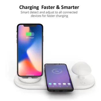 

Wireless Charger With Night Lamp 2019 QI 10W Wireless Charging Pad For IPhone XS 8 7 6s Samsung S9 S8 Micro Type C Charger