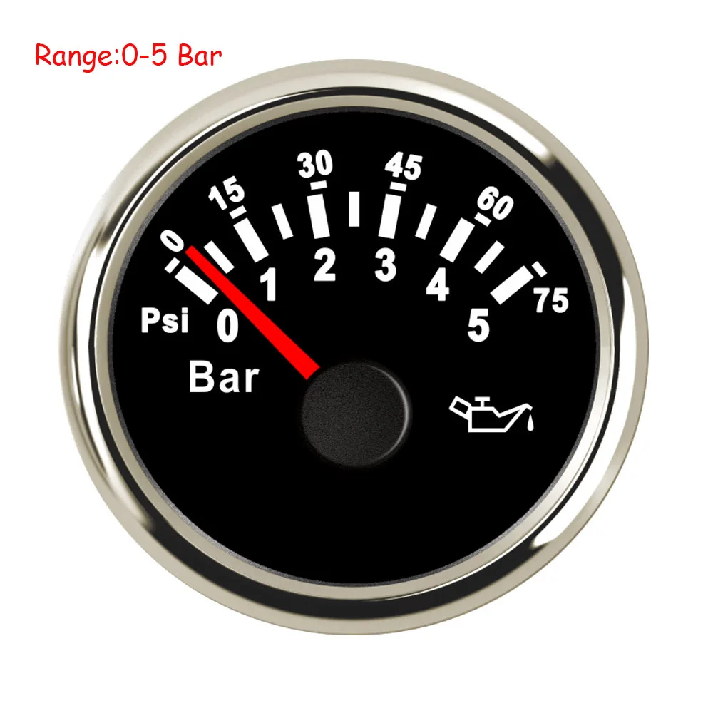 52 мм лодочный Автомобильный манометр давления масла 5 бар/10 бар измеритель давления топлива подходит для выходного сигнала 10~ 184 Ом датчик