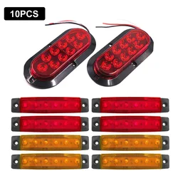 Feux de position latéraux Led, 10 pièces, 12V, rouge/jaune, étanche, pour camion/remorque, caravane, livraison directe 