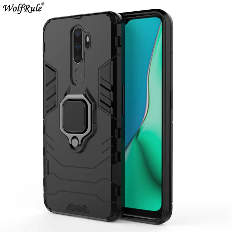 Для OPPO A5 чехол OPPO A9 бампер кольцо держатель Броня твердая задняя крышка для OPPO A9 чехол для телефона для OPPO A11X 6,5'' - Color: DarkBlack